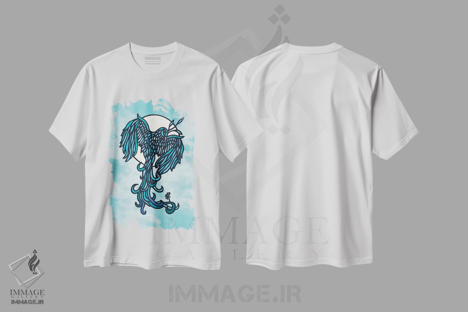 تیشرت طرح دار پرنده آبی، هنر دیجیتال اثر آنجلیکا پارکر | immage.ir