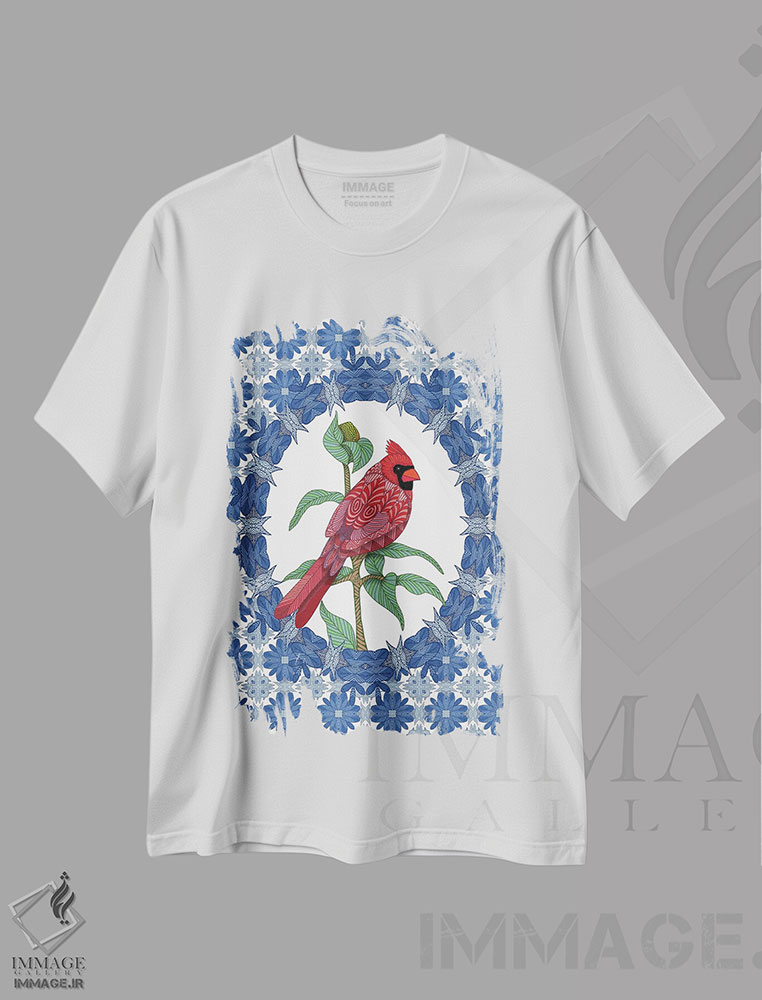 تیشرت طرح دار کاردینال آبی کریسمس، هنر دیجیتال اثر آنجلیکا پارکر | immage.ir