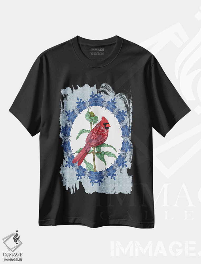 تیشرت طرح دار کاردینال آبی روشن کریسمس، هنر دیجیتال اثر آنجلیکا پارکر | فروشگاه ایماژ