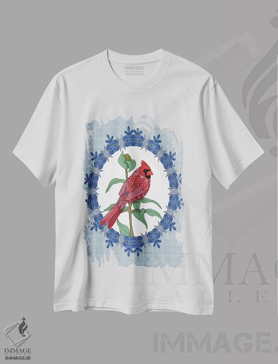 تیشرت طرح دار کاردینال آبی روشن کریسمس، هنر دیجیتال اثر آنجلیکا پارکر | immage.ir