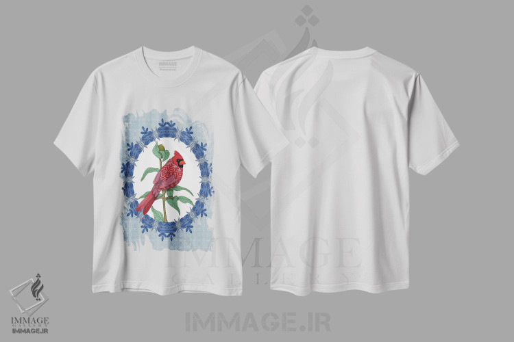 تیشرت طرح دار کاردینال آبی روشن کریسمس، هنر دیجیتال اثر آنجلیکا پارکر | immage.ir