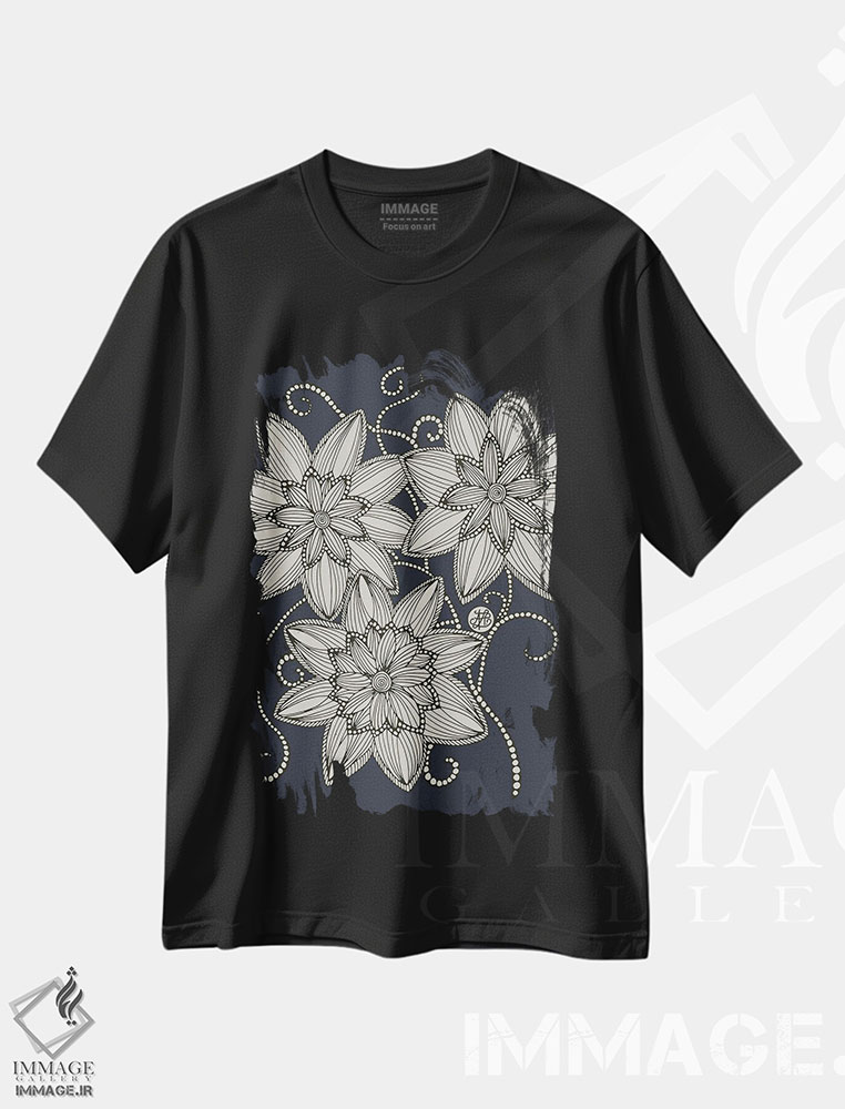 تیشرت طرح دار طرح گل، دکور معاصر اثر آنجلیکا پارکر | فروشگاه ایماژ