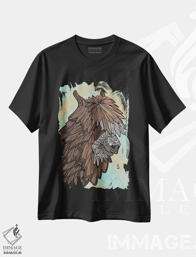 تیشرت طرح دار لامای زینتی، هنر دیجیتال اثر آنجلیکا پارکر | فروشگاه ایماژ