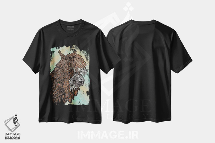 تیشرت طرح دار لامای زینتی، هنر دیجیتال اثر آنجلیکا پارکر | فروشگاه ایماژ