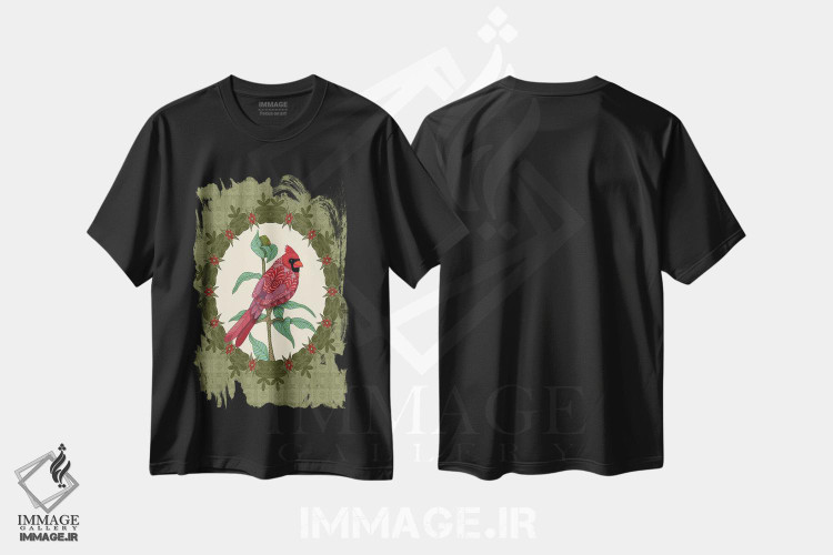تیشرت طرح دار کاردینال ویرجینیا سبز، هنر دیجیتال اثر آنجلیکا پارکر | فروشگاه ایماژ
