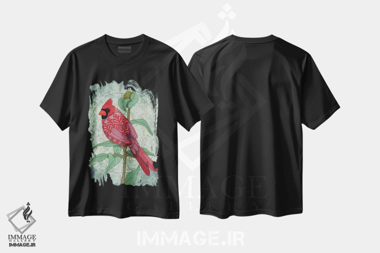 تیشرت طرح دار کاردینال ویرجینیایی، دکور معاصر اثر آنجلیکا پارکر | فروشگاه ایماژ