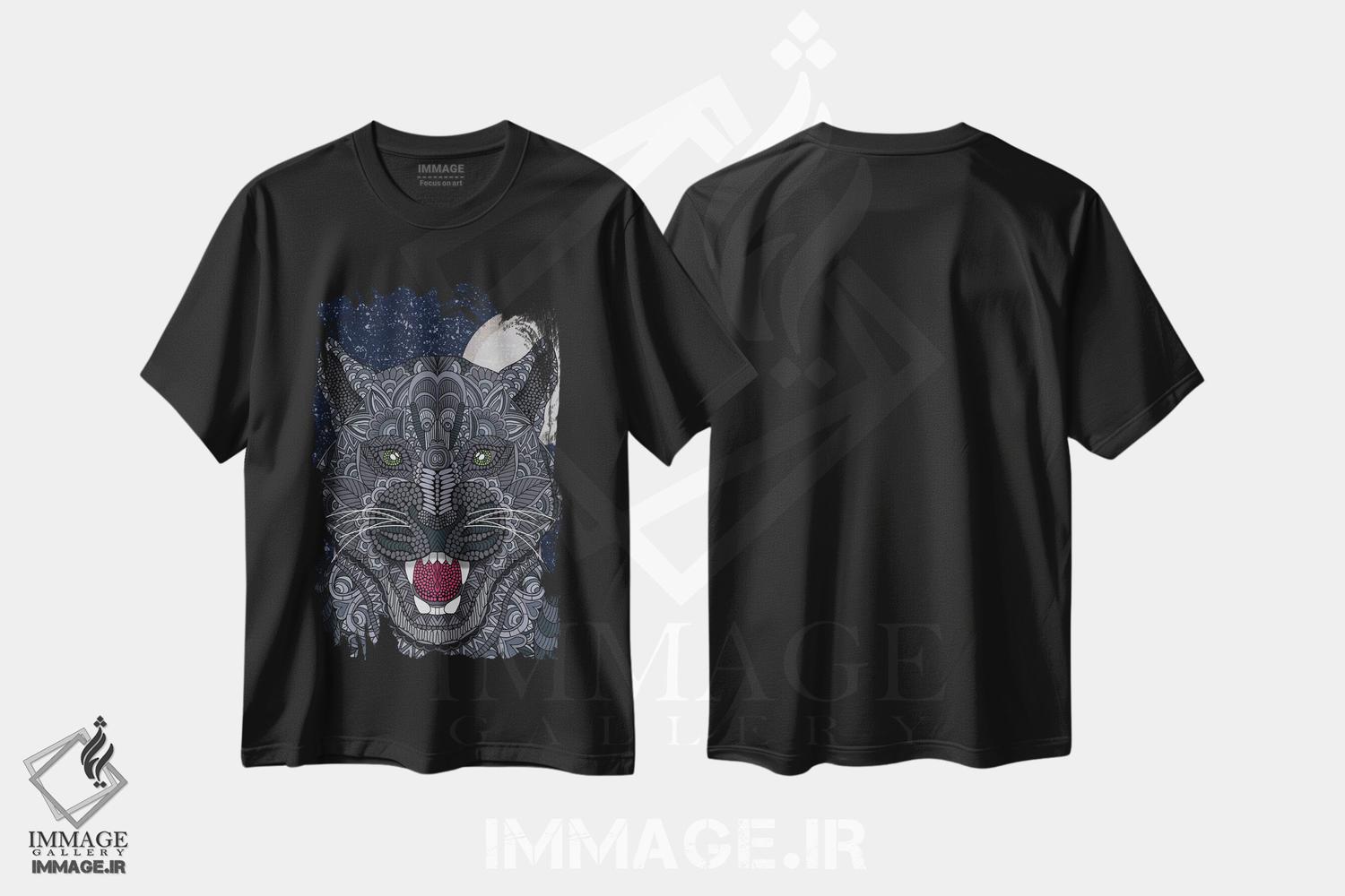 تیشرت طرح دار پلنگ سیاه، دکور معاصر اثر آنجلیکا پارکر | فروشگاه ایماژ