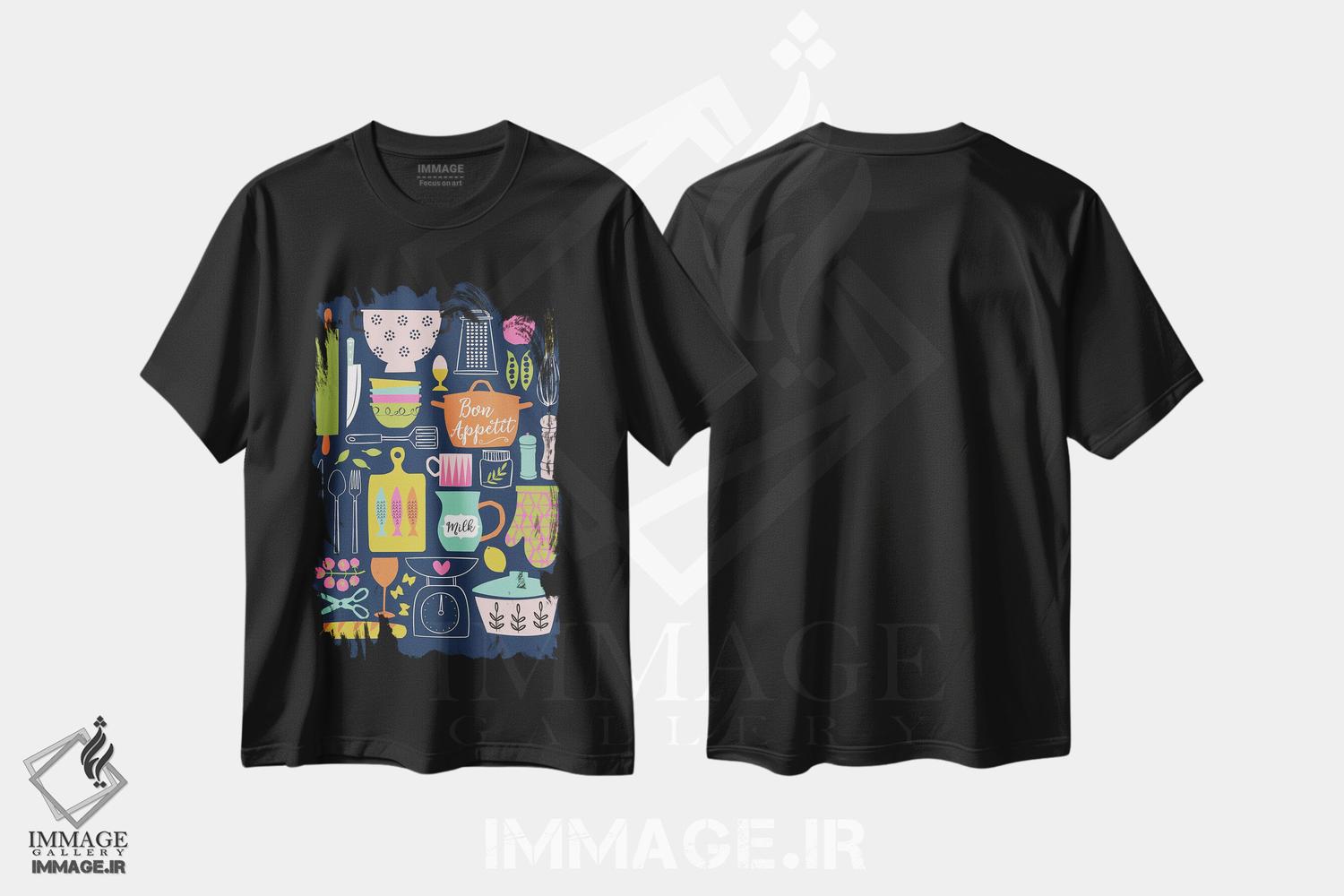 تیشرت طرح دار در آشپزخانه ۵، تزئینی اثر آنجلا نیکِیاس | فروشگاه ایماژ