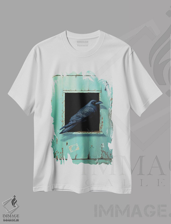 تیشرت طرح دار پرندگان سیاه، هنر فاخر معاصر اثر آلن وستون | immage.ir