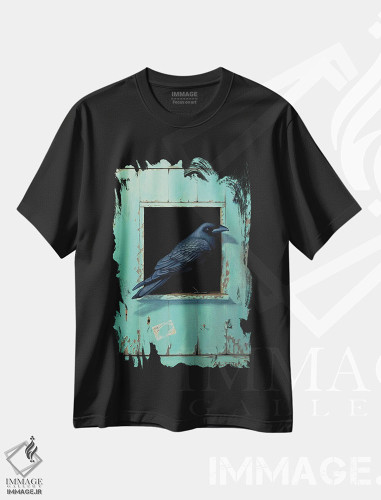 تیشرت طرح دار پرندگان سیاه، هنر فاخر معاصر اثر آلن وستون | فروشگاه ایماژ