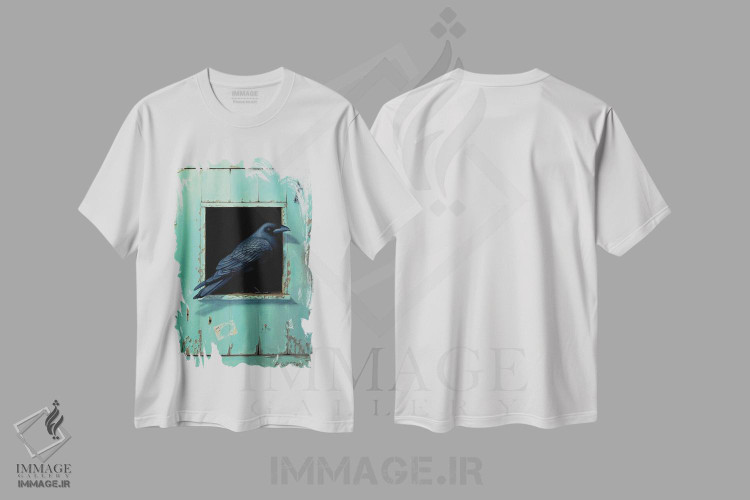 تیشرت طرح دار پرندگان سیاه، هنر فاخر معاصر اثر آلن وستون | immage.ir