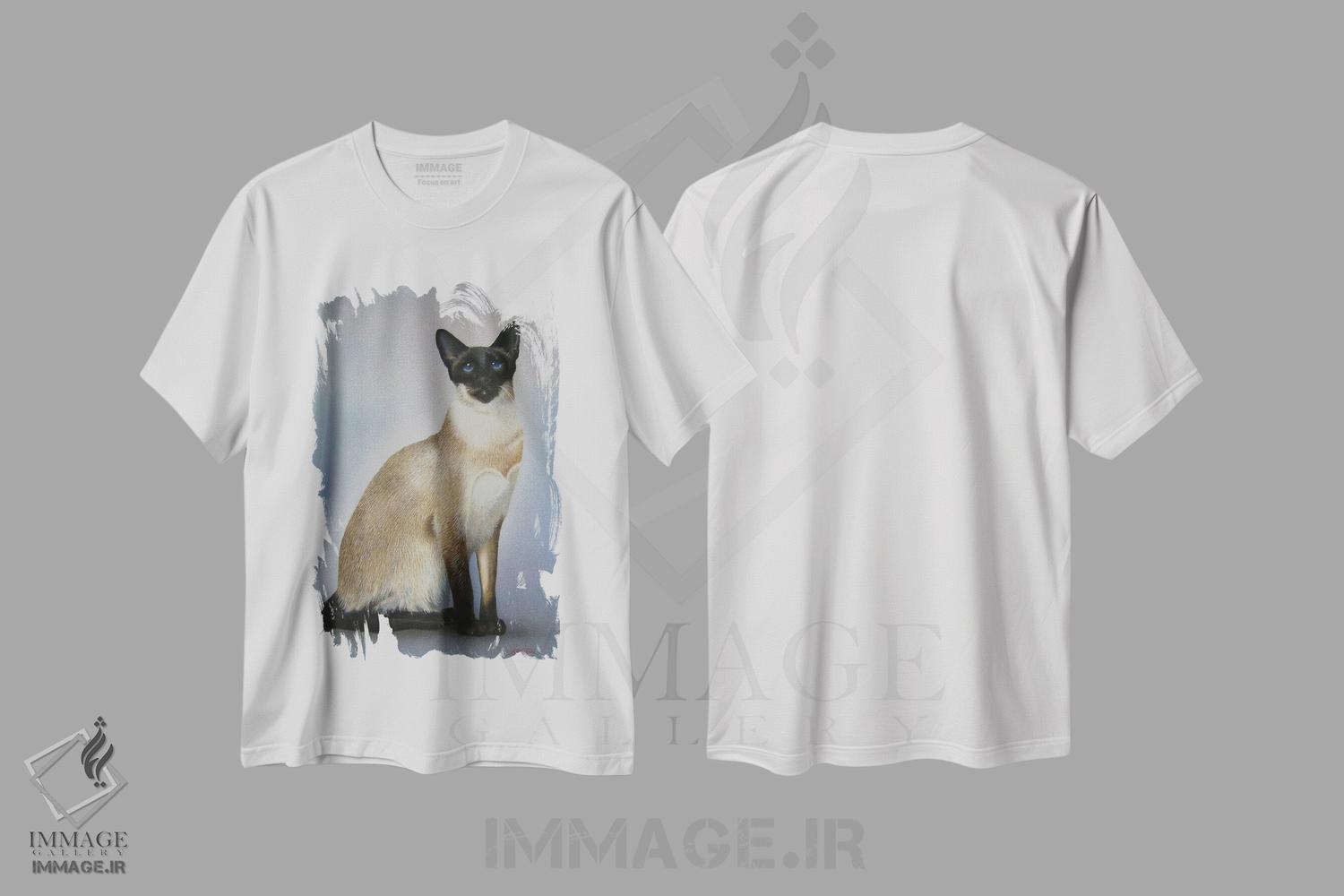 تیشرت طرح دار گربه های سیامی، هنر فاخر معاصر اثر آلن وستون | immage.ir