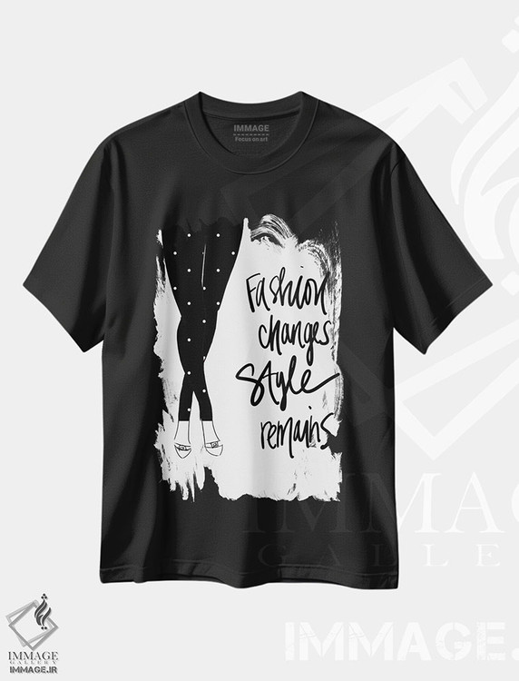 تیشرت طرح دار مد تغییر می کند، سبک می ماند، تایپوگرافی اثر آنا کوآچ | فروشگاه ایماژ