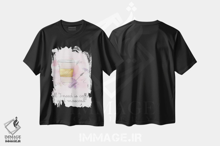 تیشرت طرح دار قهوه و ریمل، تزئینی اثر آنا کوآچ | فروشگاه ایماژ