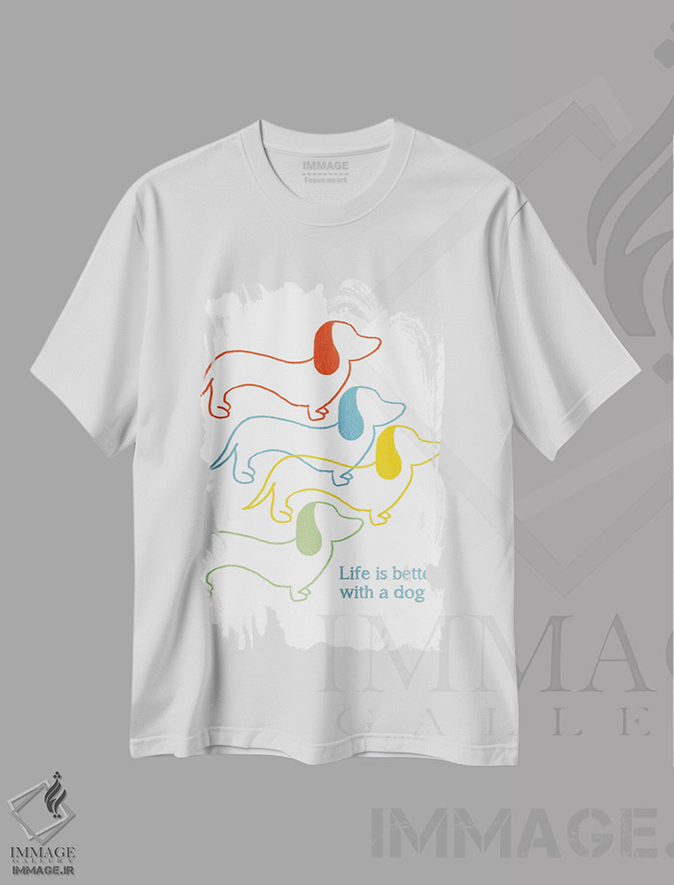 تیشرت طرح دار زندگی با سگ بهتر است، تایپوگرافی اثر آنا کوآچ | immage.ir