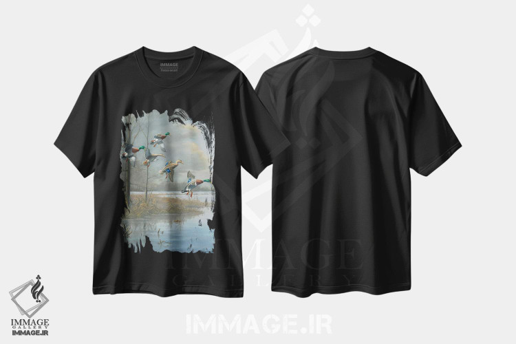 تیشرت طرح دار اردک های کله سبز در خط مقدم طوفان، تزئینی اثر اندرسون آرت | فروشگاه ایماژ