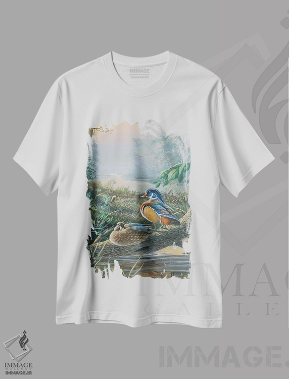 تیشرت طرح دار اردک های چوبی لانه ساز، دکور کلبه و لژ اثر اندرسون آرت | immage.ir