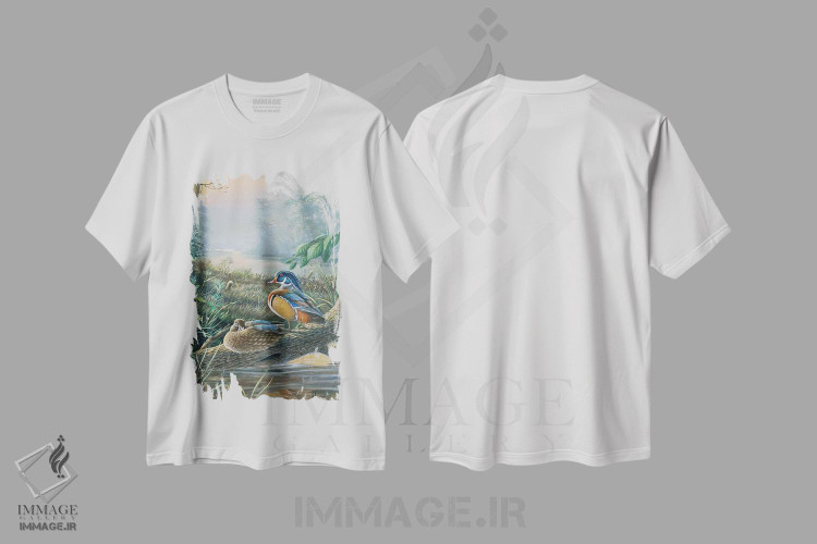 تیشرت طرح دار اردک های چوبی لانه ساز، دکور کلبه و لژ اثر اندرسون آرت | immage.ir