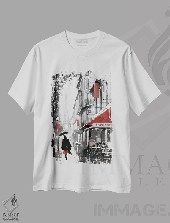 تیشرت طرح دار پاریس بارانی، هنر فاخر معاصر اثر ای. آنتونی اورم | immage.ir
