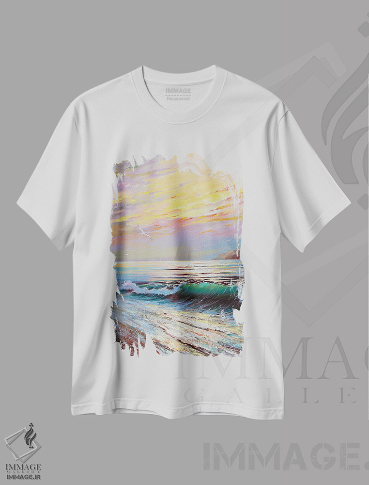 تیشرت طرح دار منظرهٔ دریا، دکور ساحلی اثر آندره اوستاپچوک | immage.ir