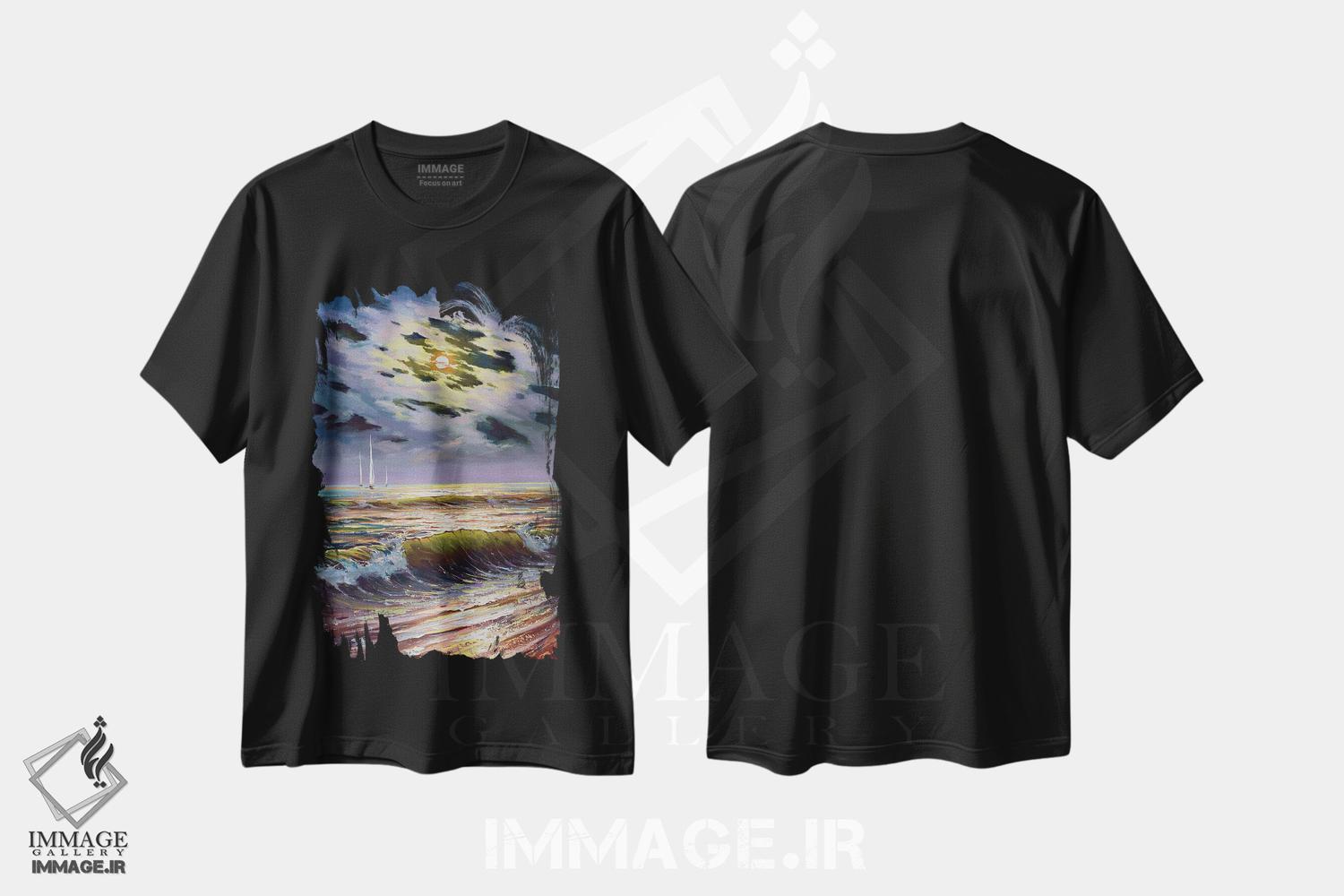 تیشرت طرح دار منظرهٔ دریا، دکور ساحلی اثر آندره اوستاپچوک | فروشگاه ایماژ