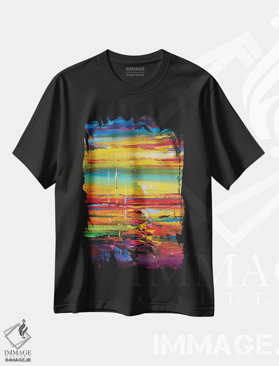 تیشرت طرح دار نمای دریا انتزاعی، آبستره اثر آندره اوستاپچوک | فروشگاه ایماژ