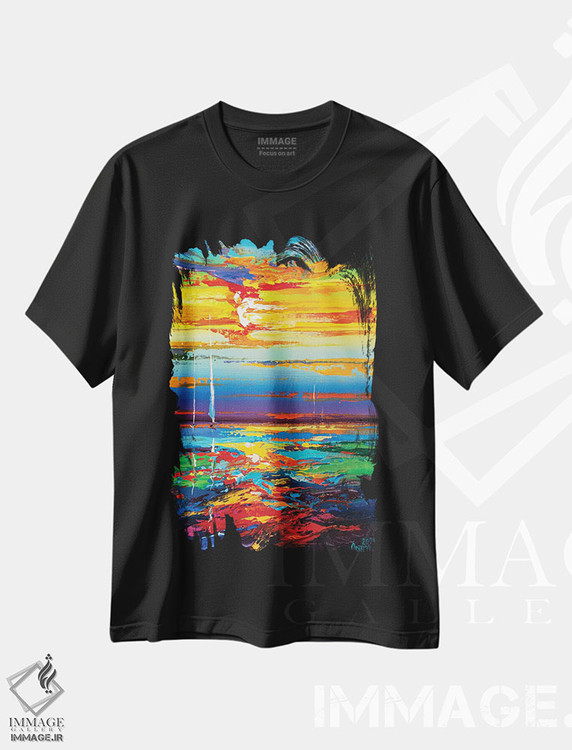 تیشرت طرح دار نمای دریا انتزاعی، آبستره اثر آندره اوستاپچوک | فروشگاه ایماژ