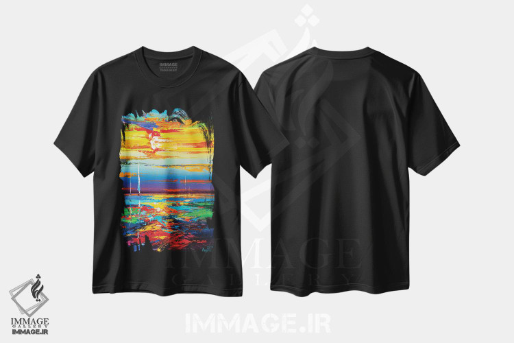 تیشرت طرح دار نمای دریا انتزاعی، آبستره اثر آندره اوستاپچوک | فروشگاه ایماژ