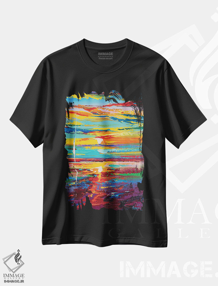 تیشرت طرح دار نمای دریا انتزاعی، آبستره اثر آندره اوستاپچوک | فروشگاه ایماژ