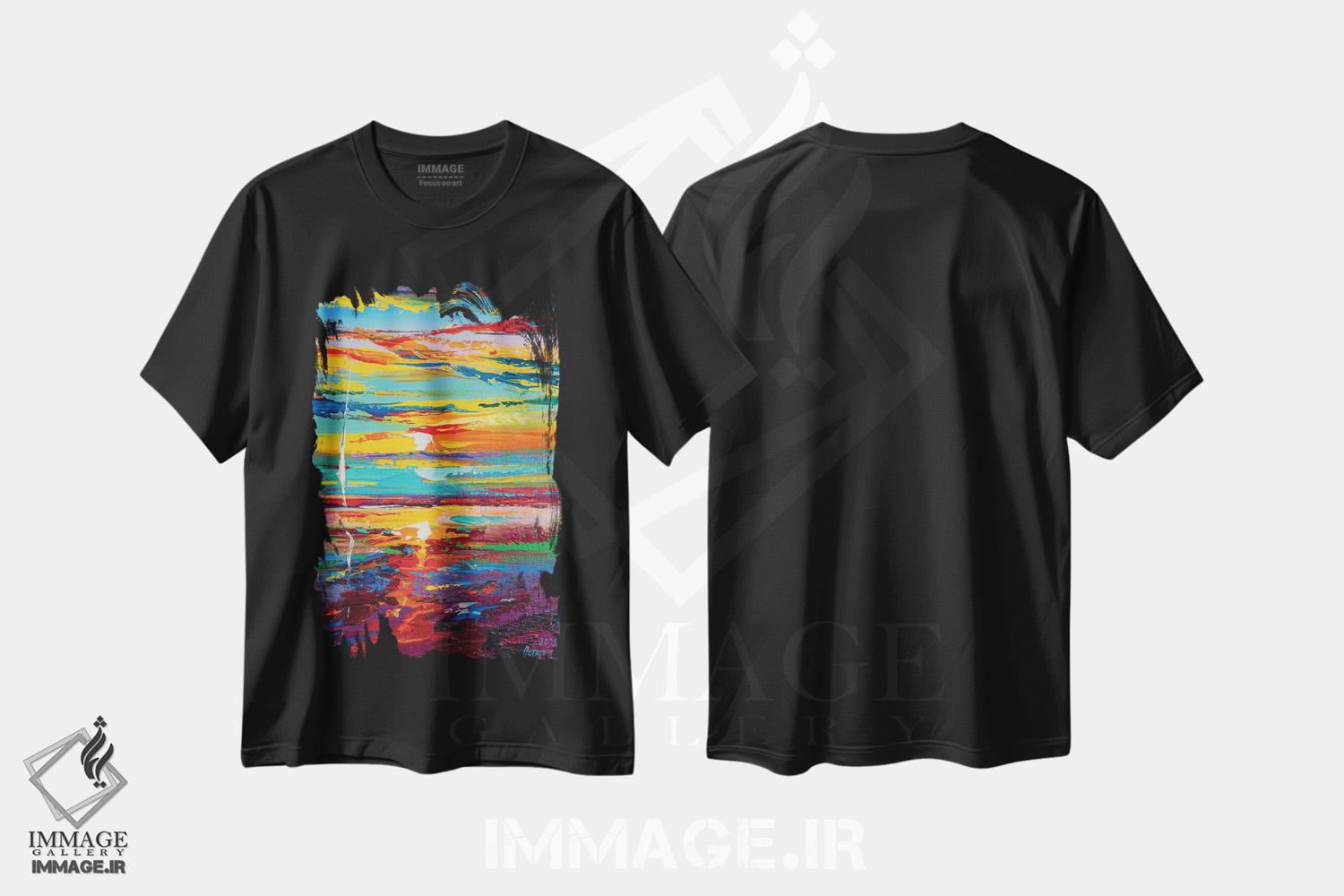 تیشرت طرح دار نمای دریا انتزاعی، آبستره اثر آندره اوستاپچوک | فروشگاه ایماژ