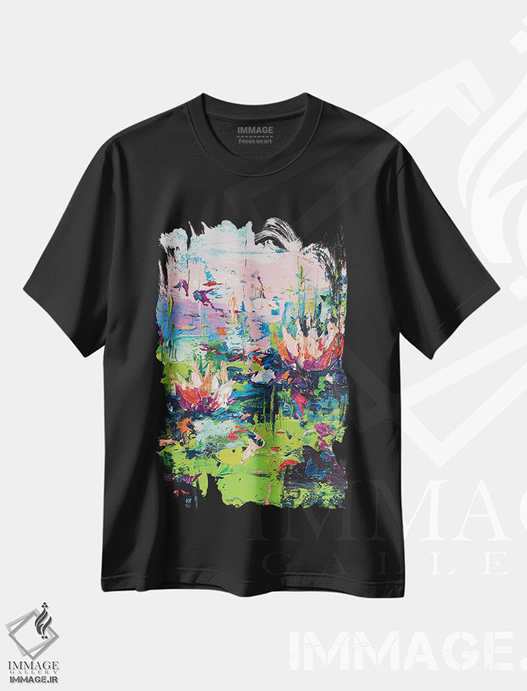 تیشرت طرح دار نیلوفرهای آبی، آبستره اثر آندره اوستاپچوک | فروشگاه ایماژ