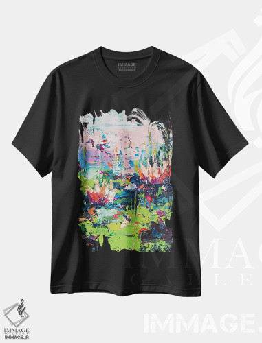 تیشرت طرح دار نیلوفرهای آبی، آبستره اثر آندره اوستاپچوک | فروشگاه ایماژ