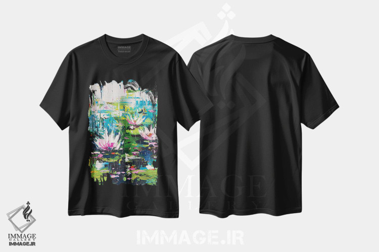 تیشرت طرح دار نیلوفرهای آبی، آبستره اثر آندره اوستاپچوک | فروشگاه ایماژ
