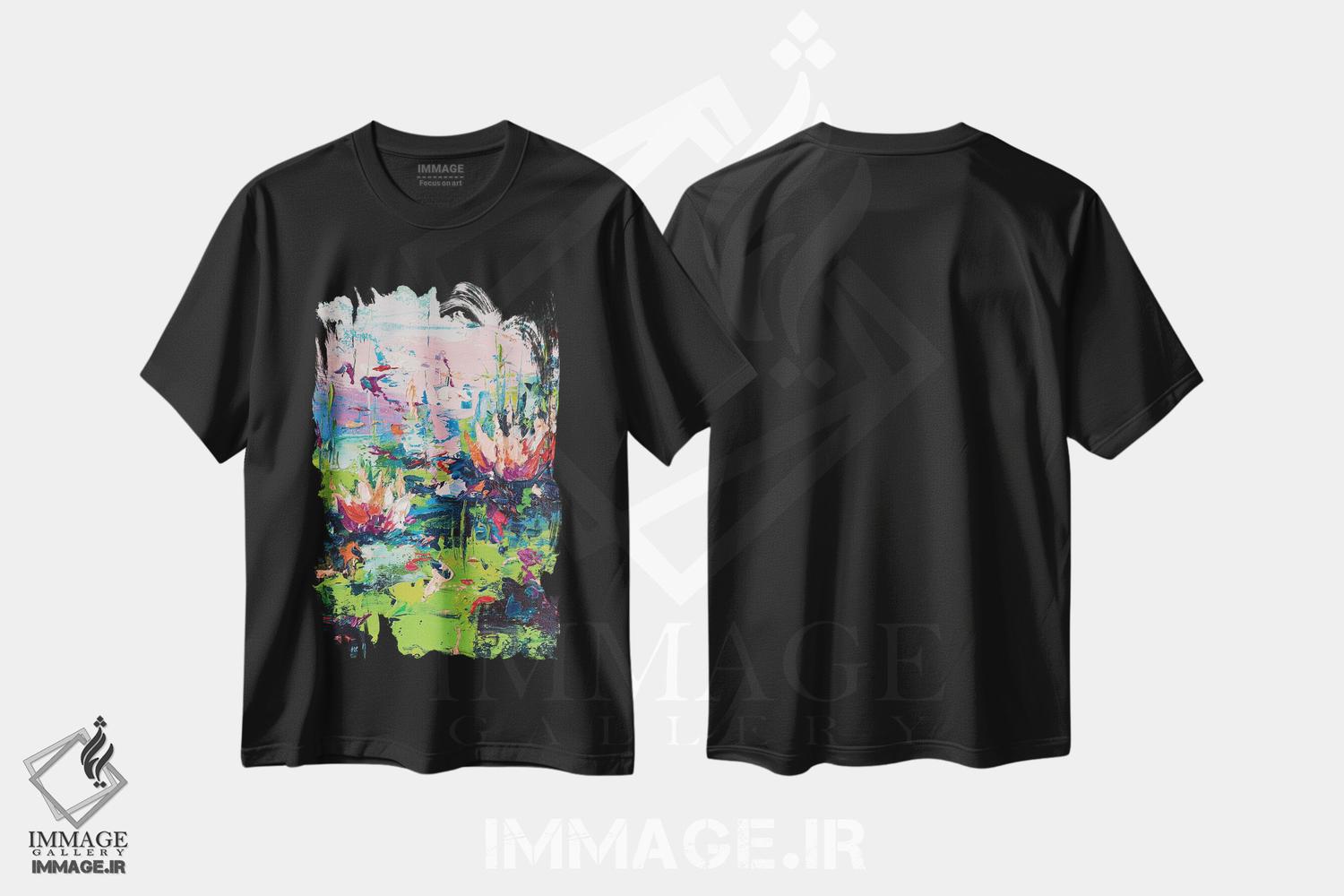 تیشرت طرح دار نیلوفرهای آبی، آبستره اثر آندره اوستاپچوک | فروشگاه ایماژ