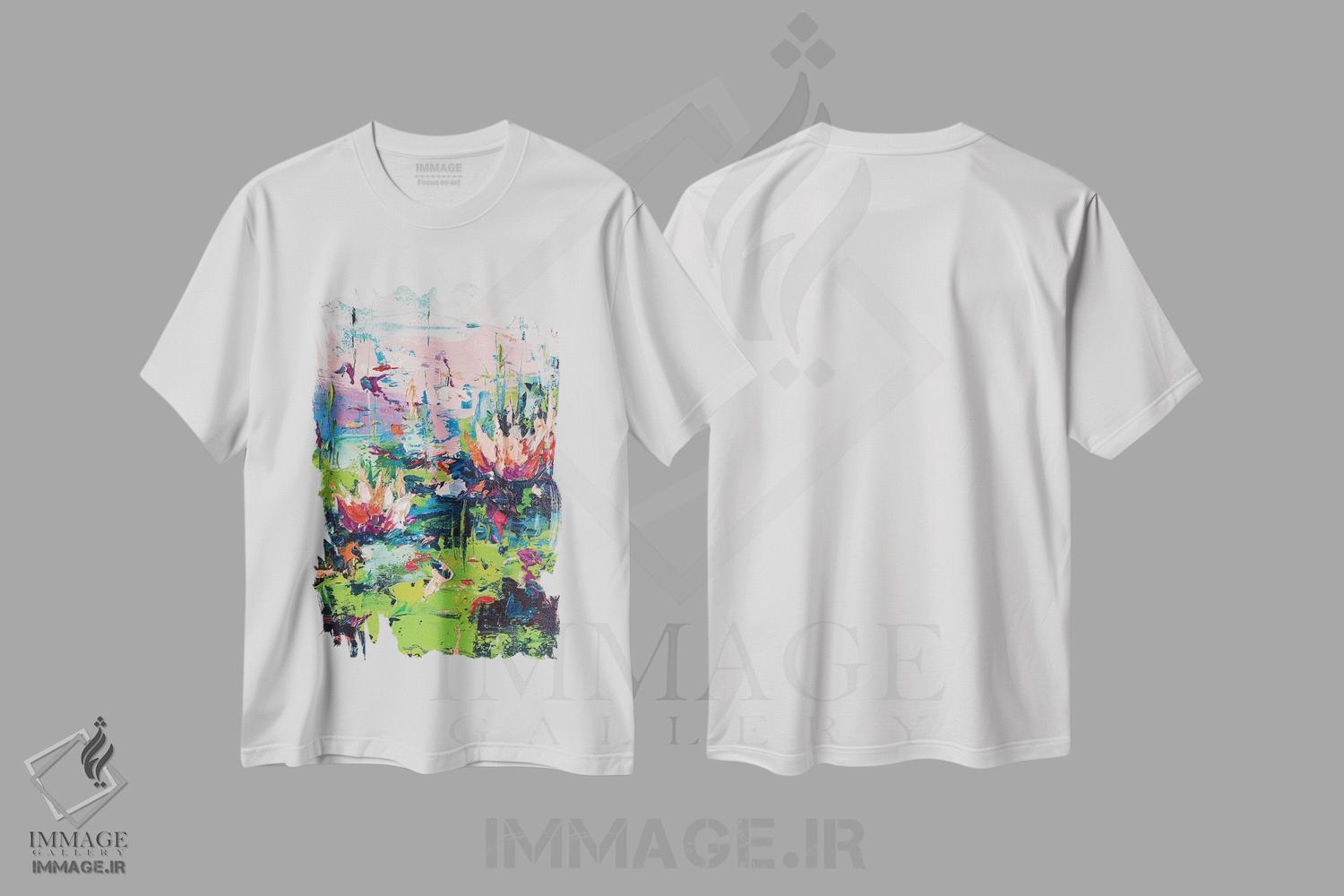 تیشرت طرح دار نیلوفرهای آبی، آبستره اثر آندره اوستاپچوک | immage.ir