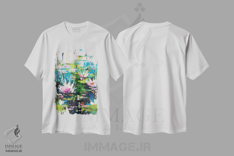 تیشرت طرح دار نیلوفرهای آبی، آبستره اثر آندره اوستاپچوک | immage.ir