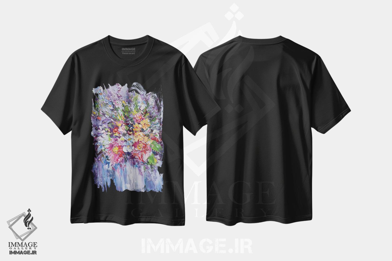 تیشرت طرح دار دسته گل، آبستره اثر آندره اوستاپچوک | فروشگاه ایماژ