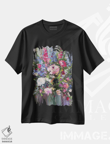 تیشرت طرح دار دسته گل، آبستره اثر آندره اوستاپچوک | فروشگاه ایماژ