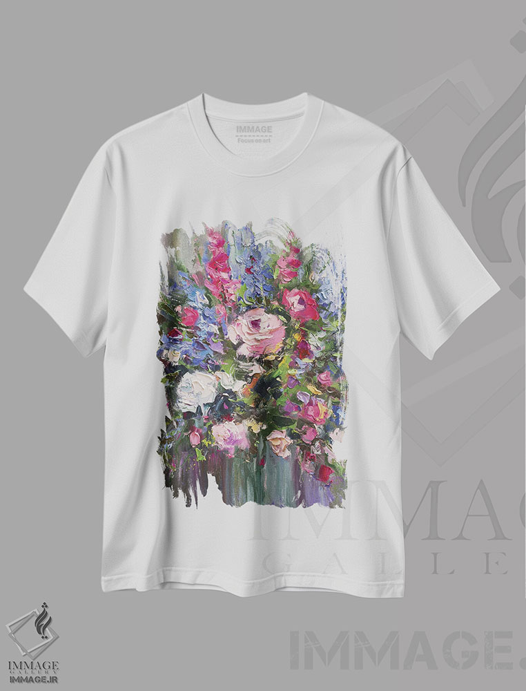 تیشرت طرح دار دسته گل، آبستره اثر آندره اوستاپچوک | immage.ir