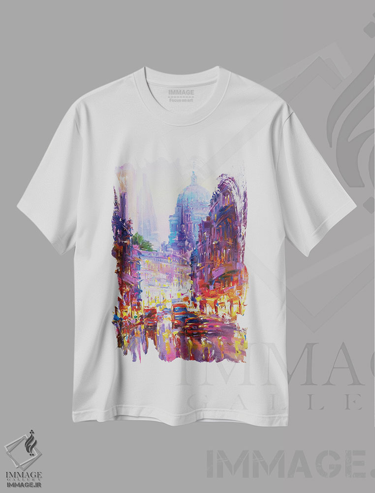 تیشرت طرح دار چراغ های شهر در شب، دکور معاصر اثر آندره اوستاپچوک | immage.ir