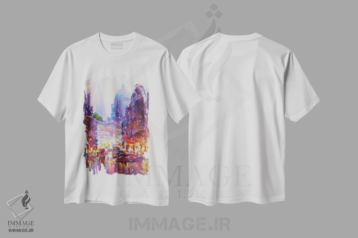 تیشرت طرح دار چراغ های شهر در شب، دکور معاصر اثر آندره اوستاپچوک | immage.ir