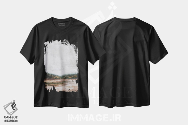 تیشرت طرح دار و زمان ایستاد، آبستره اثر الکس اودنورالوف | فروشگاه ایماژ