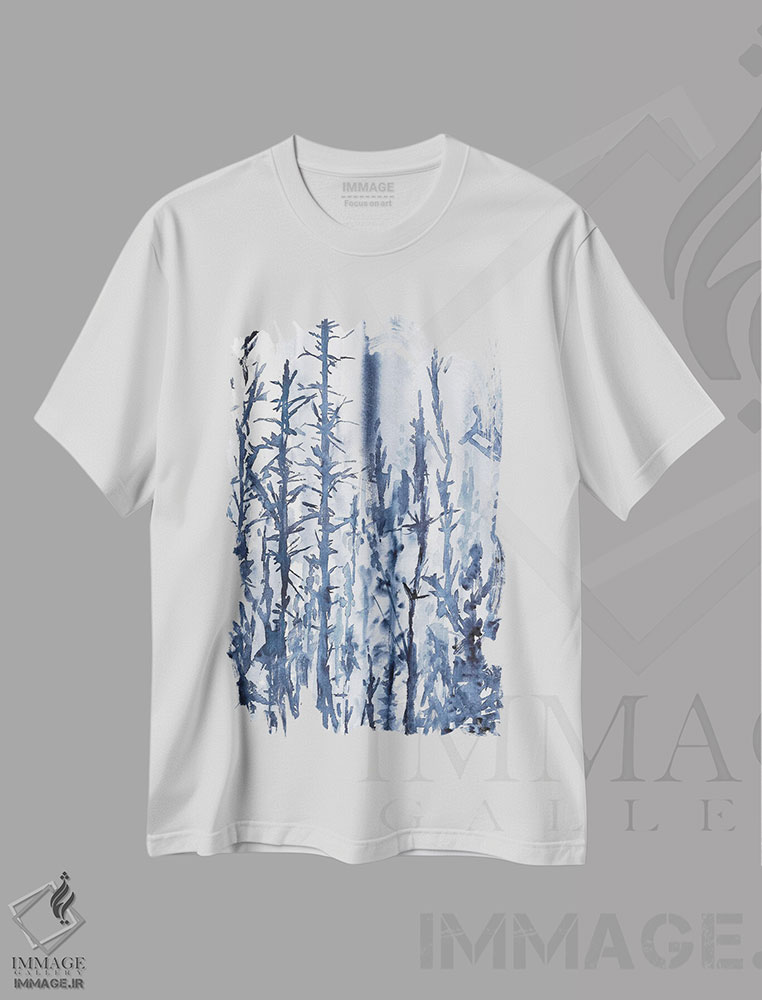 تیشرت طرح دار منظرهٔ بهاری آبی روشن، آبستره اثر آنا اوز | immage.ir