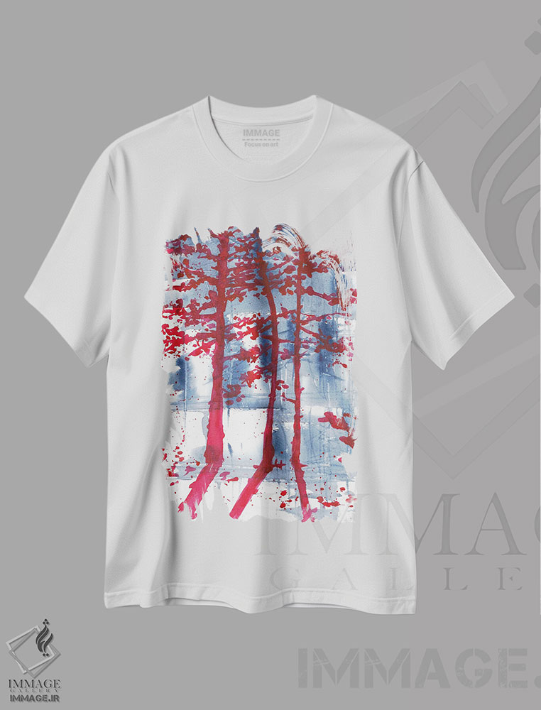 تیشرت طرح دار منظرهٔ آبی و ارغوانی، آبستره اثر آنا اوز | immage.ir