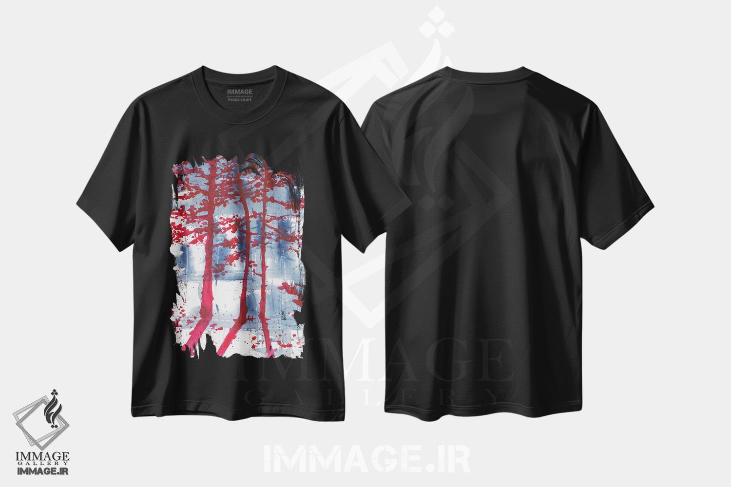 تیشرت طرح دار منظرهٔ آبی و ارغوانی، آبستره اثر آنا اوز | فروشگاه ایماژ