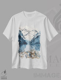 تیشرت طرح دار کوه ها با آبرنگ، منظرهٔ آبی، آبستره اثر آنا اوز | immage.ir