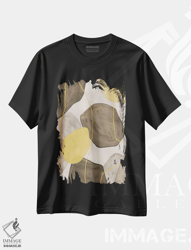 تیشرت طرح دار انتزاع با رنگ های زمینی، آبستره اثر آنا اوز | فروشگاه ایماژ