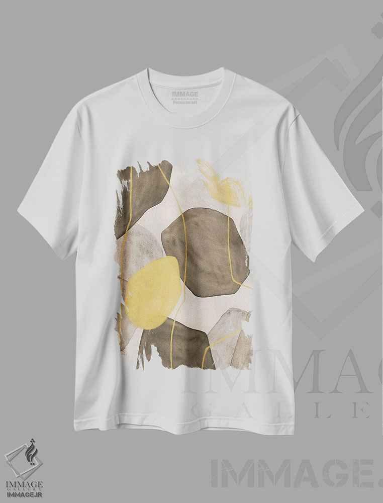 تیشرت طرح دار انتزاع با رنگ های زمینی، آبستره اثر آنا اوز | immage.ir