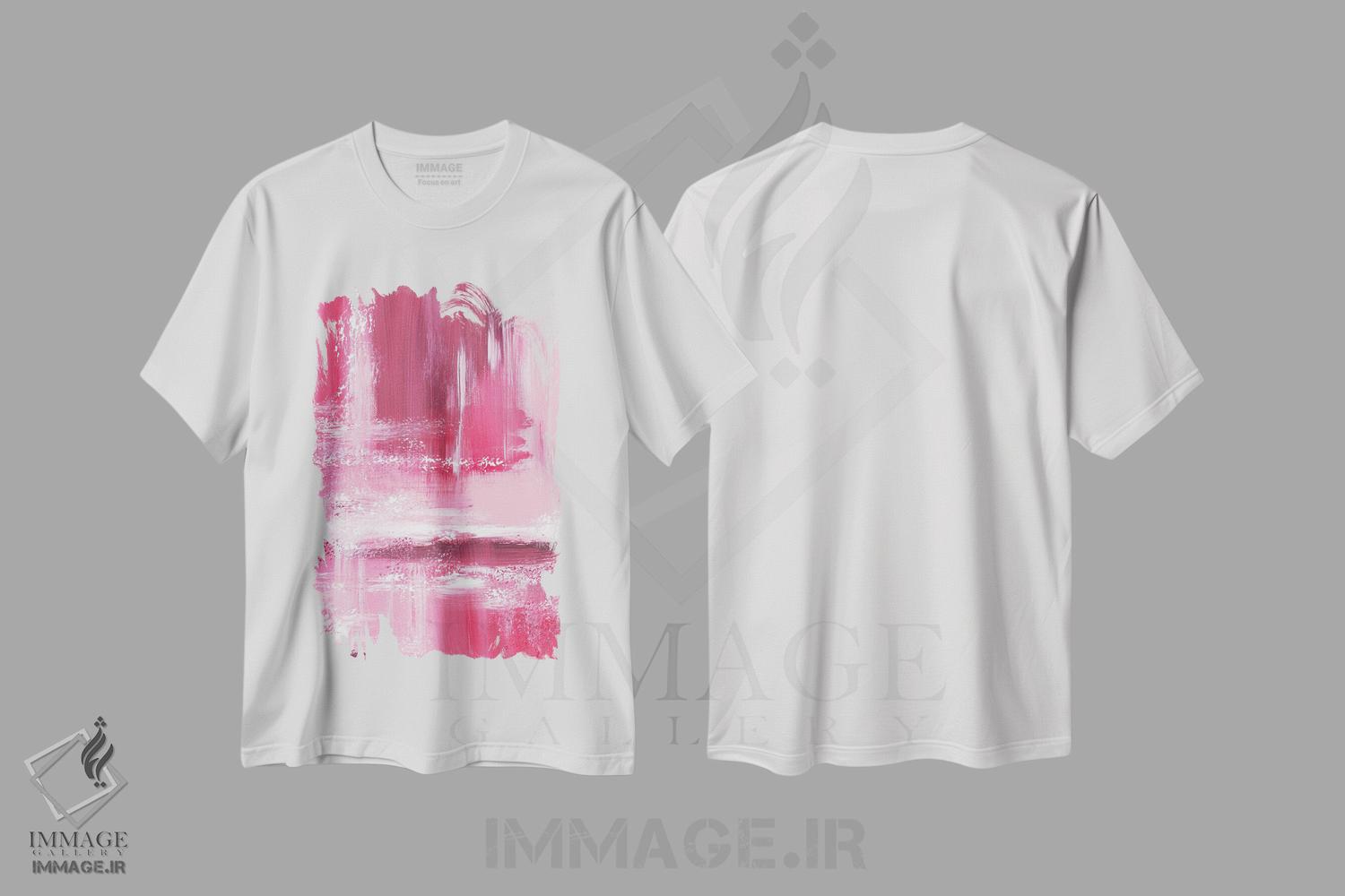 تیشرت طرح دار انتزاع صورتی I اثر آنا اوز | immage.ir