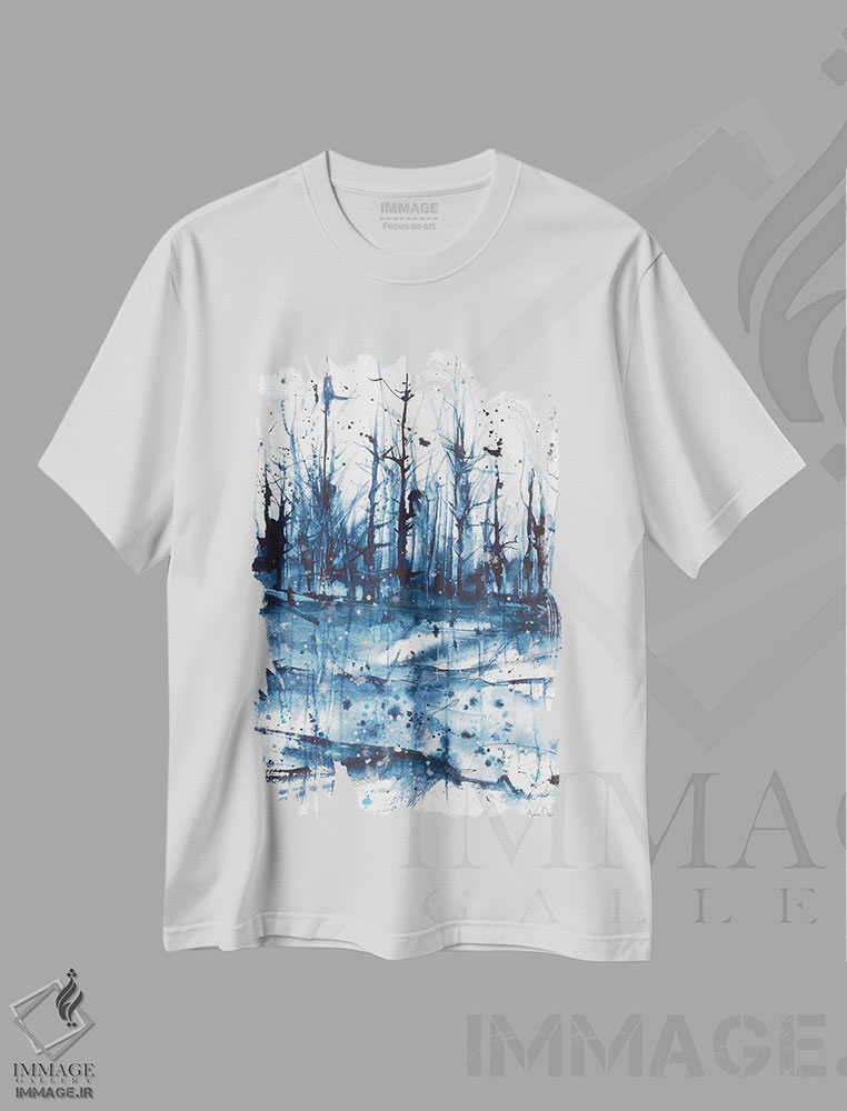 تیشرت طرح دار منظرهٔ انتزاعی آبی، آبستره اثر آنا اوز | immage.ir